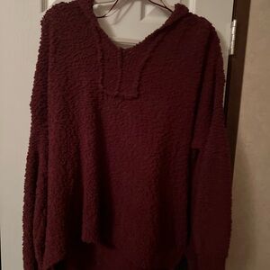 Cozy Burgundy Textured Hoodie